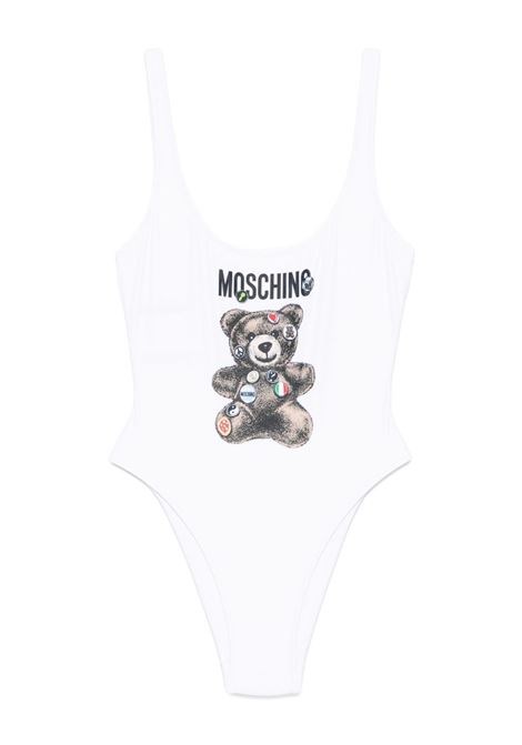 White Teddy Bear-print swimsuit Moschino - women