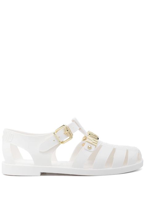 White jelly logo-lettering sandals Moschino - women