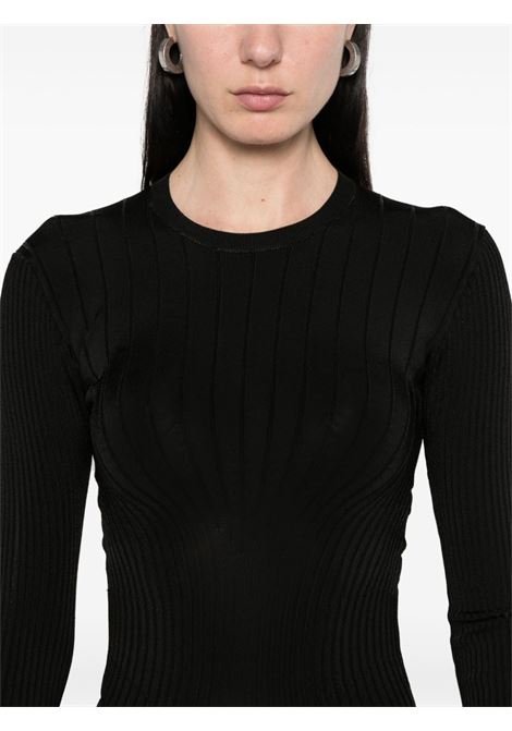 Top a maniche lunghe a coste in nero Mugler - donna MUGLER | 25P2TO071911281999