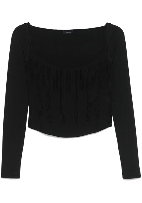 Top con motivo in rilievo in nero Mugler - donna