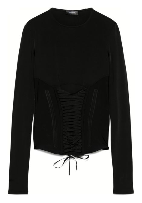 Top a maniche lunghe con allacciatura in nero Mugler - donna