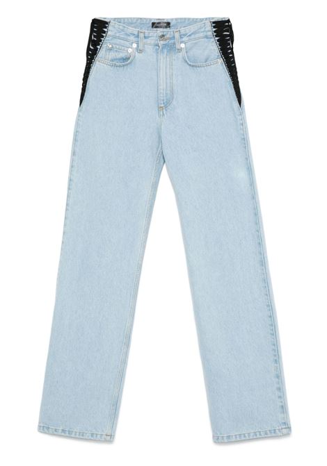 Light blue lace-up straight leg jeans Mugler - women