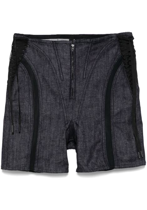 Shorts con inserti in blu Mugler - donna