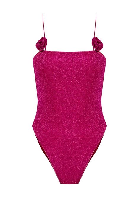 Fuchsia pink Lumière Rose appliqué swimsuit Oséree - women