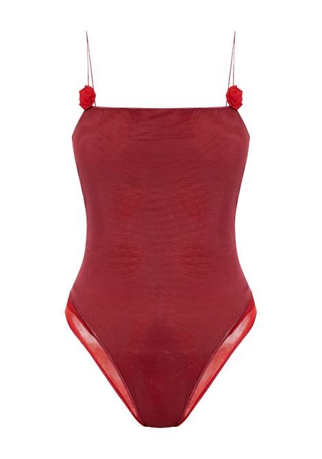 Red Lumière Rose appliqué swimsuit Oséree - women