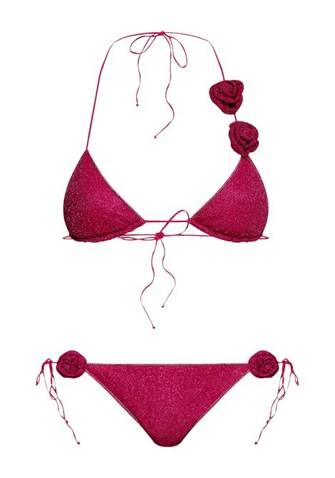 Fuchsia pink rose-appliqué bikini Oséree - women