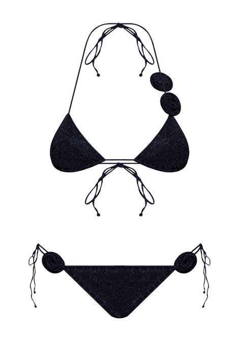 Night blue rose-appliqué bikini set Oséree - women