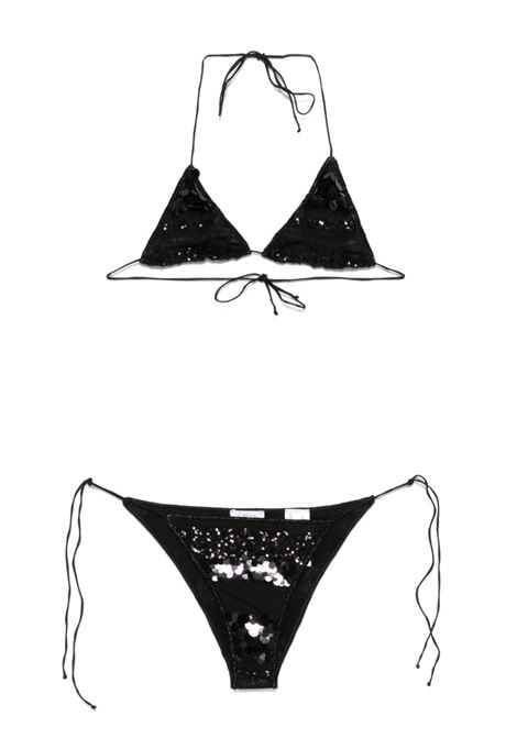 Bikini a righe con paillettes in nero Oséree - donna