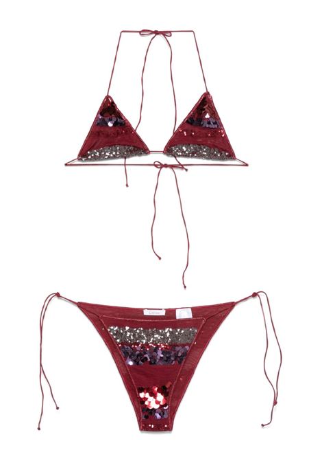 Bikini a righe con paillettes in rosso Oséree - donna OSÉREE | PTS250MRLT