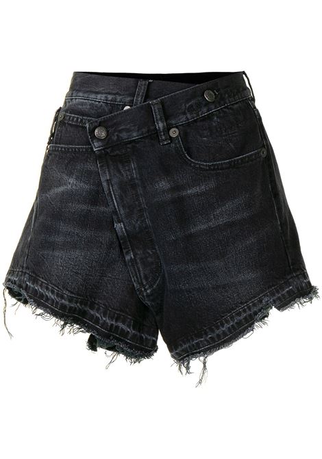 Black crossover-waist raw-hem shorts - R13 women R13 | Shorts | R13W6055394B