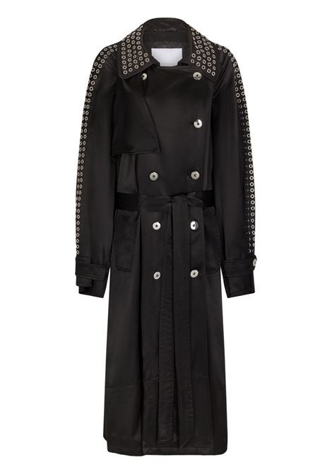 Black eyelet-detail trench coat Rabanne - women