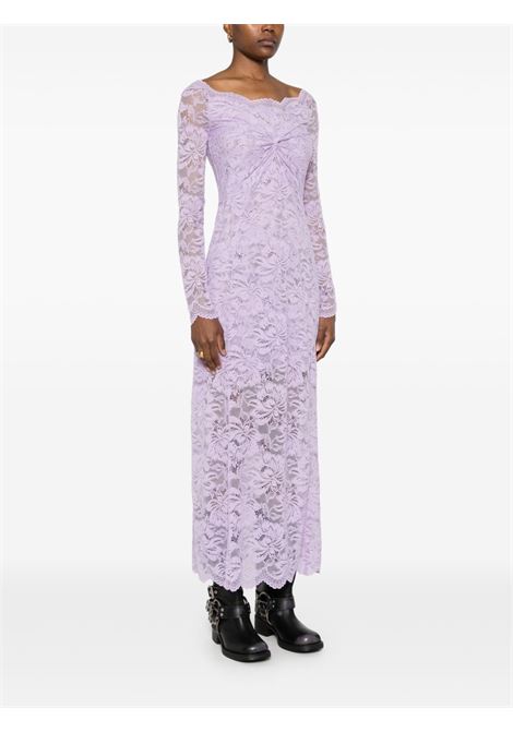 Lilac Bardot-neckline lace maxi dress Rabanne - women RABANNE | 25PJRO065PA0170P519