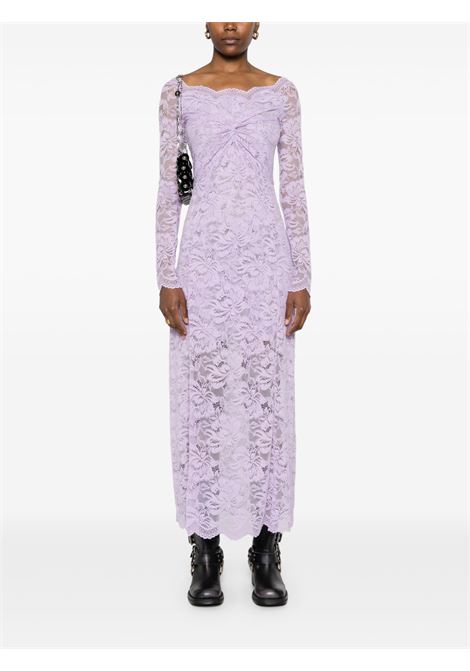 Lilac Bardot-neckline lace maxi dress Rabanne - women RABANNE | 25PJRO065PA0170P519