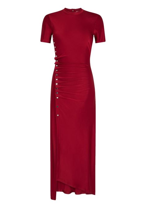 Red gathered-detail long dress Rabanne - women