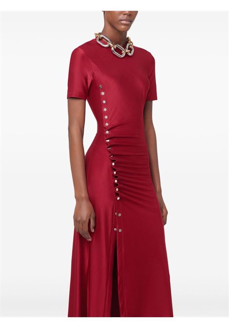 Red gathered-detail long dress Rabanne - women RABANNE | 25PJRO886VI0267P644