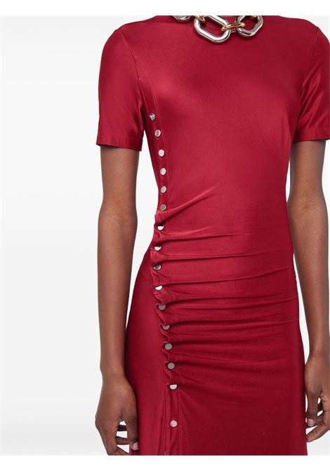 Red gathered-detail long dress Rabanne - women RABANNE | 25PJRO886VI0267P644