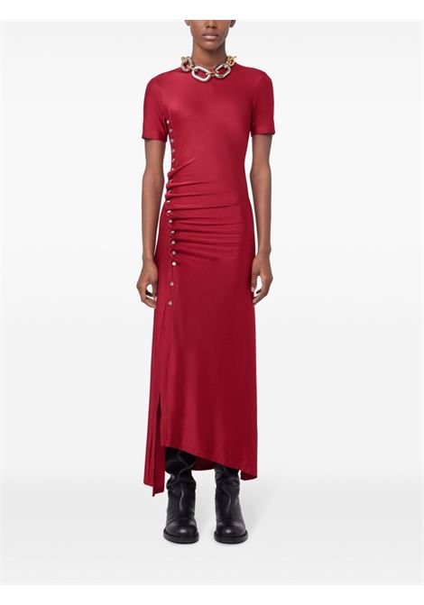 Red gathered-detail long dress Rabanne - women RABANNE | 25PJRO886VI0267P644