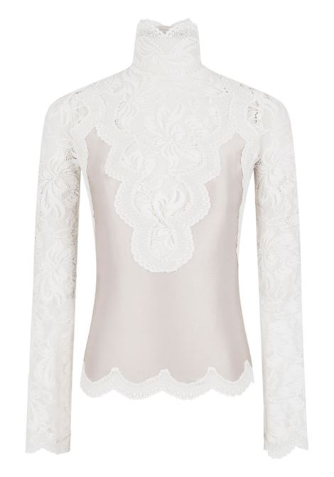 Top a maniche lunghe con dettagli in pizzo in avorio Rabanne - donna