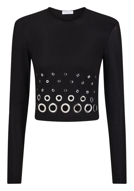 Top crop con occhielli in nero Rabanne - donna