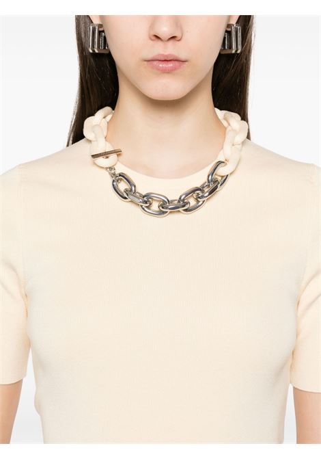 Cream chain link-detail t-shirt Rabanne - women RABANNE | 25PMPU016ML0308P255