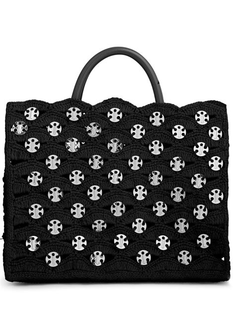 Black woven tote bag Rabanne - women RABANNE | 25PSS0501NAT041M004