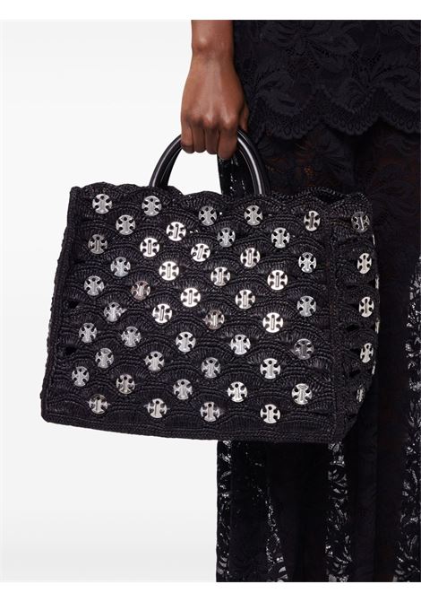 Black woven tote bag Rabanne - women RABANNE | 25PSS0501NAT041M004