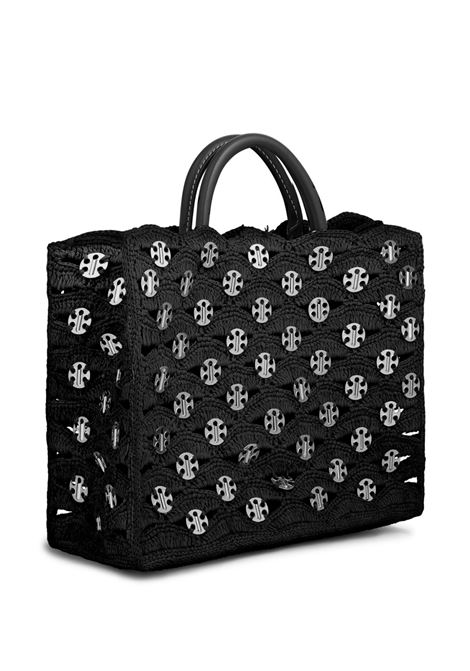 Black woven tote bag Rabanne - women RABANNE | 25PSS0501NAT041M004