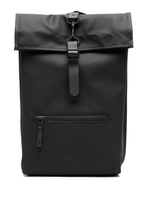 Black Rolltop Rucksack waterproof backpack Rains - men