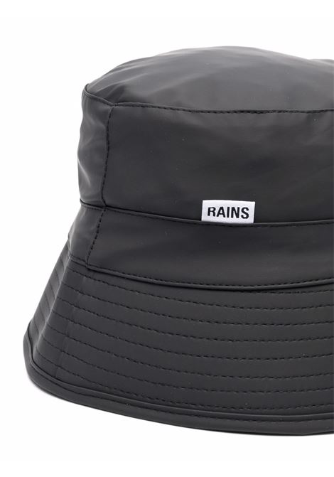 Black logo-plaque bucket hat Rains - men RAINS | RA20010BLA