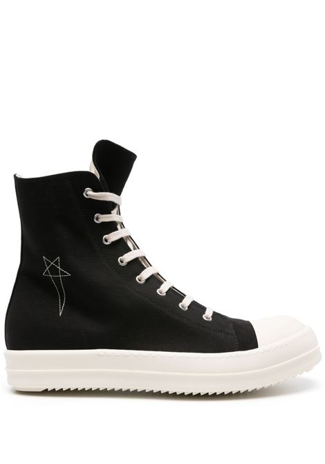 Black Pentagram-embroidered high-top sneakers Rick owens drkshdw - men RICK OWENS DRKSHDW | Sneakers | DU01E3800DOEM99811