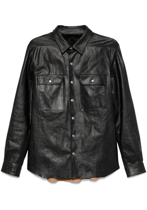 Black leather jacket Rick Owens - men RICK OWENS | Shirts | RU01E5729LTP09