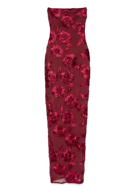 Burgundy floral-appliqué maxi dress Rotate - women ROTATE | 11353024842484