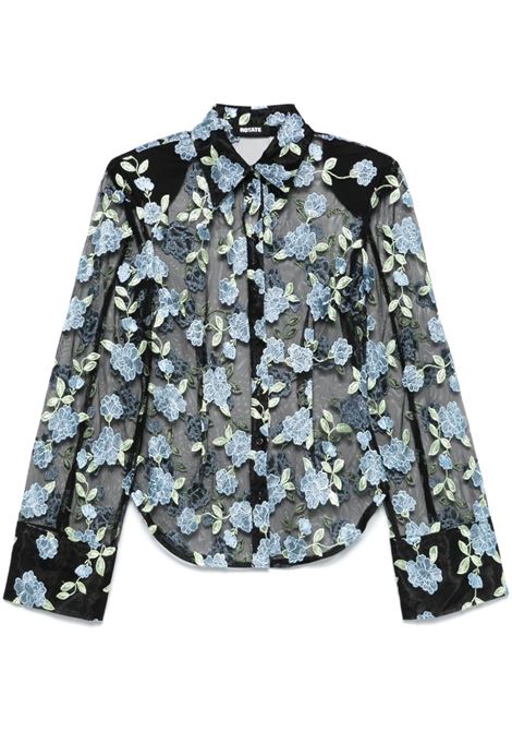 Black flower-embroidery blouse Rotate - women