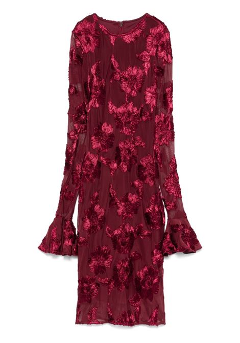 Burgundy 3D mesh ruffle dress Rotate - women ROTATE | 11381424842484