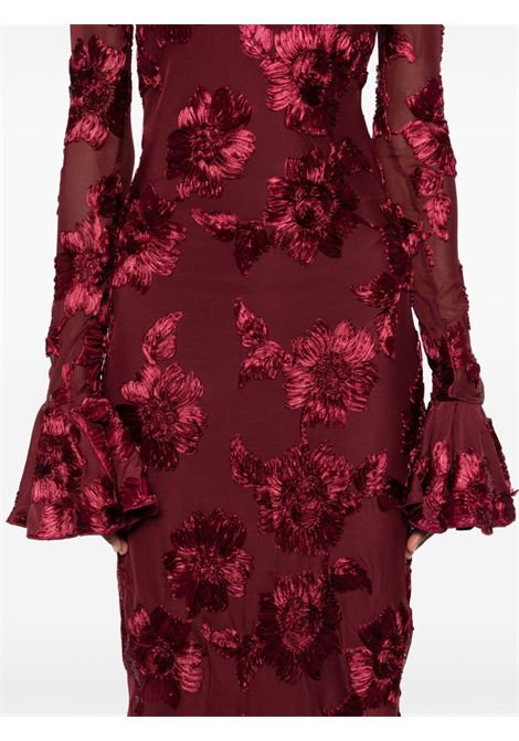 Burgundy 3D mesh ruffle dress Rotate - women ROTATE | 11381424842484