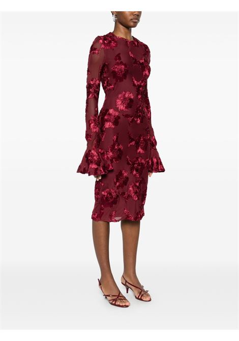 Burgundy 3D mesh ruffle dress Rotate - women ROTATE | 11381424842484