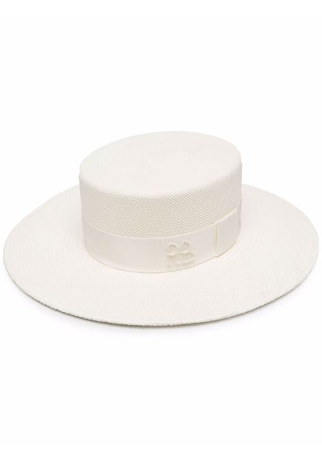 White canotier hat - RULSAN BAGINSKIY women RUSLAN BAGINSKIY | Hats | CNT035STRPRL2CHAWRB035