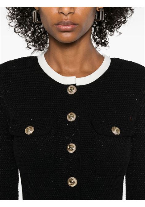 Black knitted contrast-collar mini dress Self-portrait - women SELF-PORTRAIT | RS25034SB