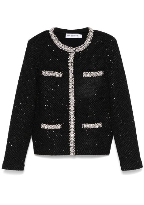 Cardigan con paillettes in nero Self-portrait - donna