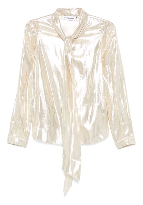 Blusa metallizzata con fiocco in oro Self-portrait - donna SELF-PORTRAIT | RS25057TGD