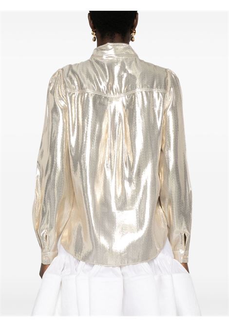 Blusa metallizzata con fiocco in oro Self-portrait - donna SELF-PORTRAIT | RS25057TGD