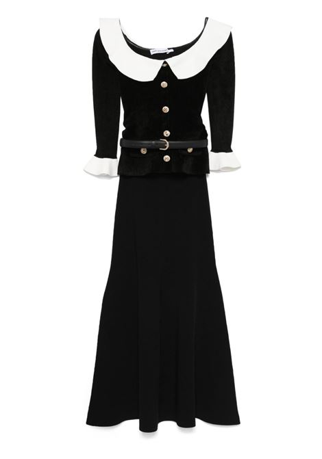 Black chenille off-shoulder midi dress Self Portrait - women