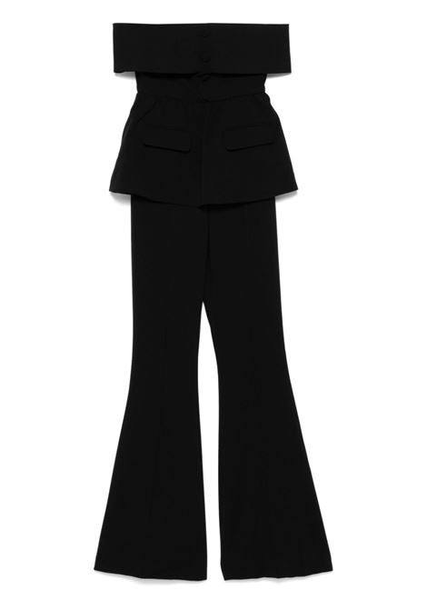 Black crepe off-shoulder jumpsuit Self-portrait - women