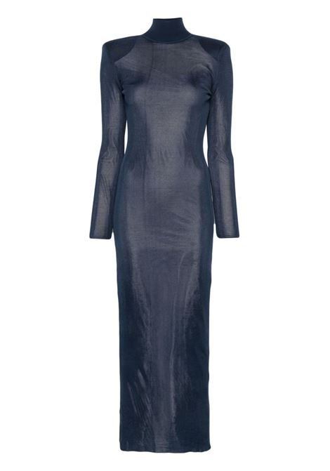 Navy blue knitted maxi dress Self-portrait - women