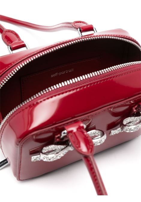 Burgundy bow-detail shoulder bag  Self-portrait - women SELF-PORTRAIT | RS25301ABU