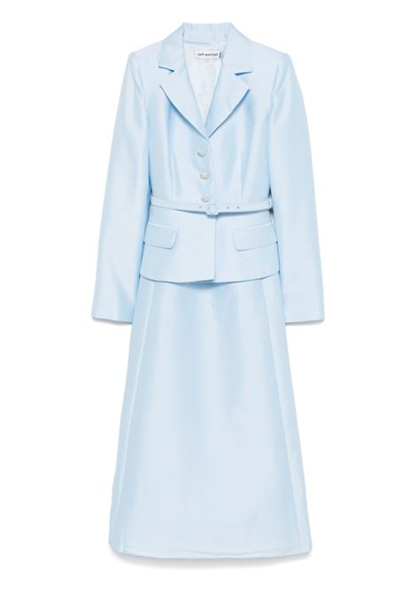 Light blue taffeta belted midi dress Self-portrait - women