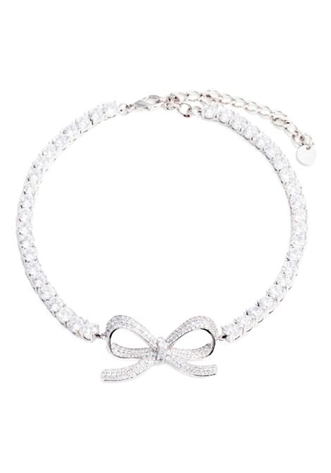 Choker tennis con fiocco color argento Self-portrait - donna SELF-PORTRAIT | RS25627NSL