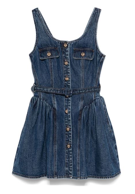 Blue flared denim mini dress Self-portrait - women