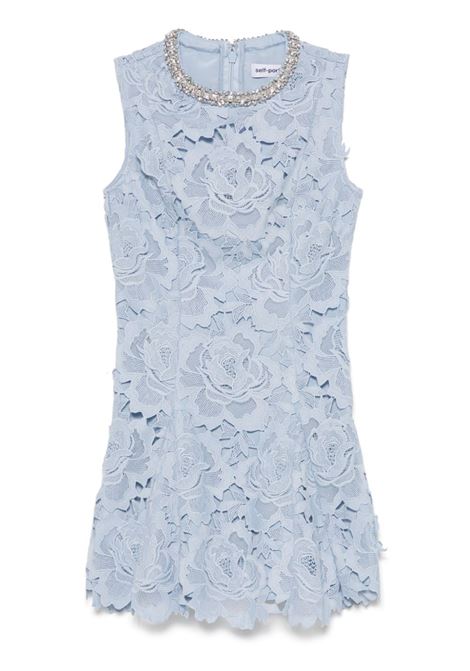 Sky blue floral-lace mini dress Self Portrait - women