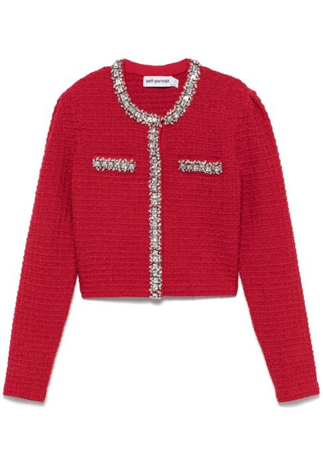 Cardigan con cristalli in rosso Self-portrait - donna